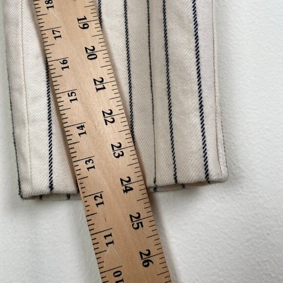 Victoria Victoria Beckham Striped Crop Pants Size 6 Cream Navy Straight Wool - Picture 11 of 11